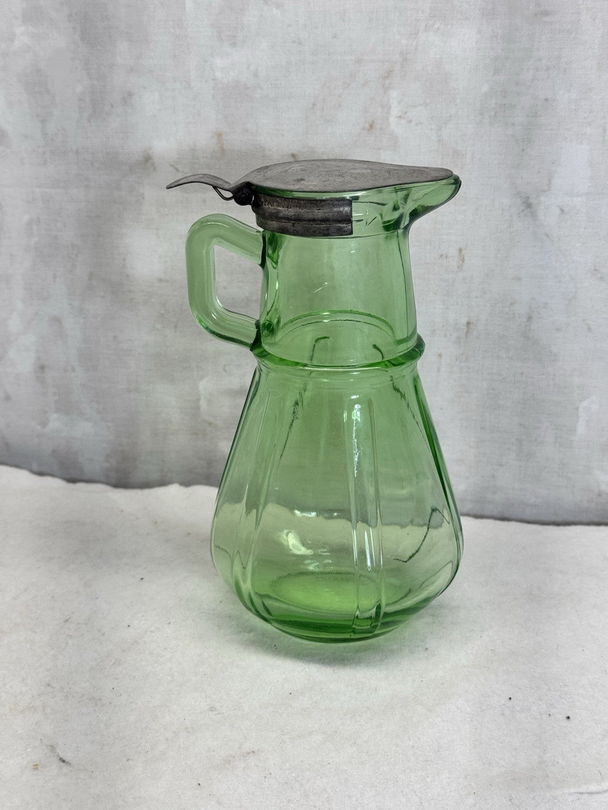 Glass Green Uranium Syrup Dispenser Antique Vintage