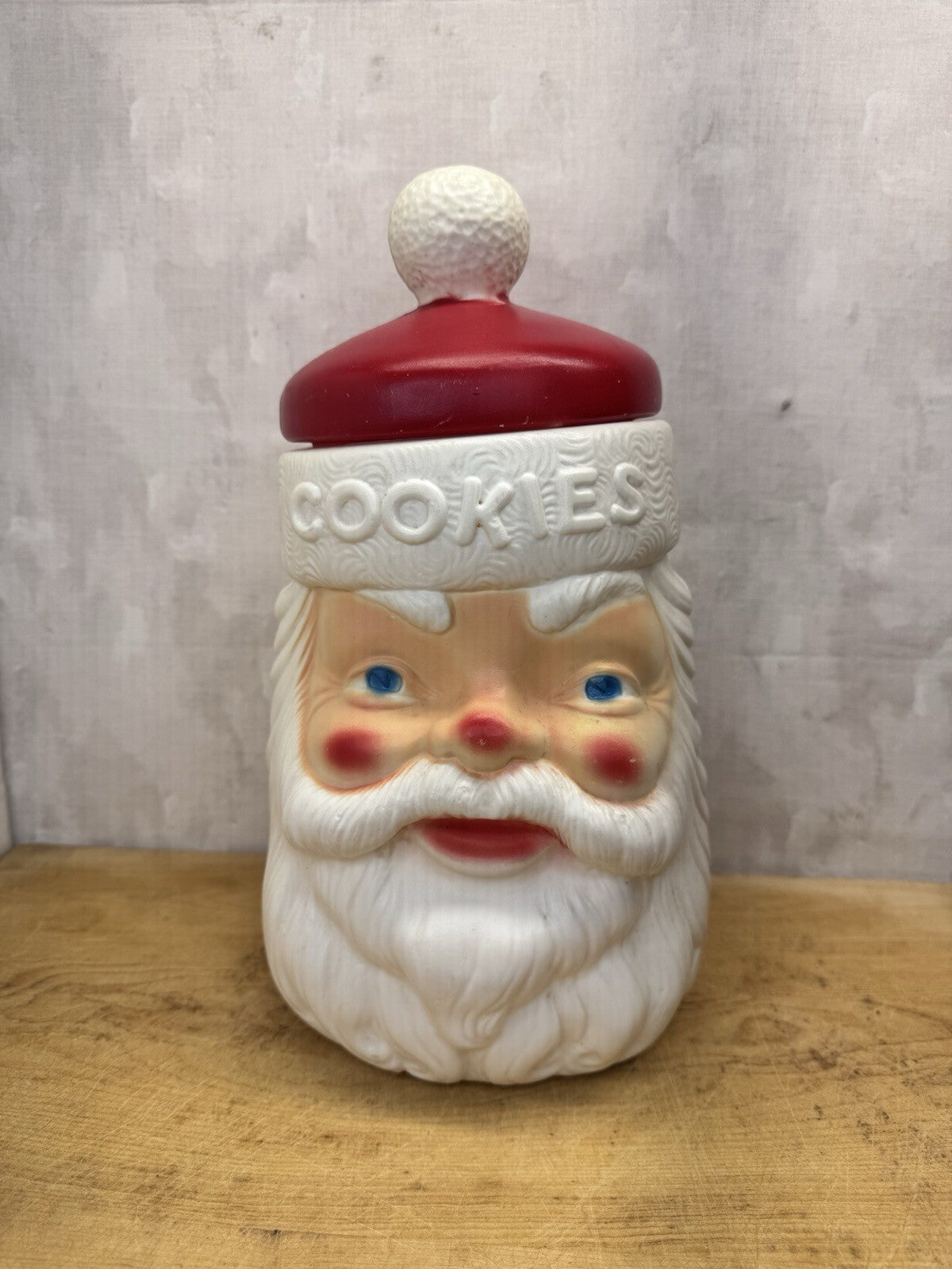 Vintage Blowmold Santa Cookie Jar #1096