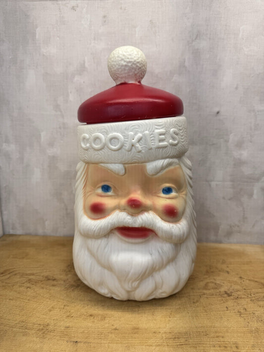 Vintage Blowmold Santa Cookie Jar #1096