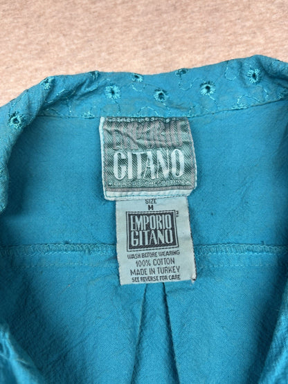1980s Women’s Blue Cotton Sleeveless Shirt 