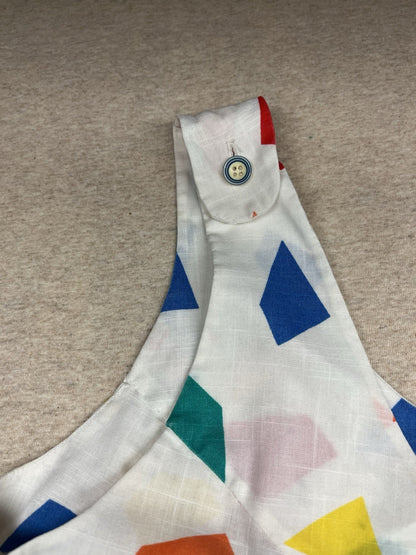 1970-80s Women’s Wht Print Sleeveless Dress