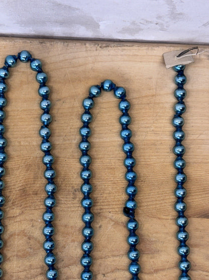 Antique Blue Christmas Beaded Japan Garland #1213