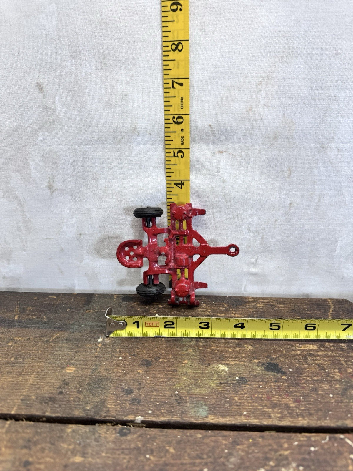 Antique Red Cast Iron Arcade Toy Corn Planter