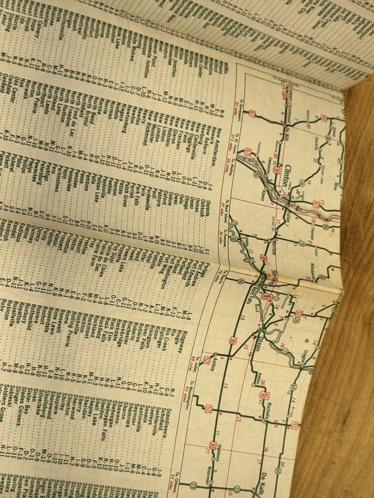 Illinois With Wisconsin Texaco Paper Map #1386