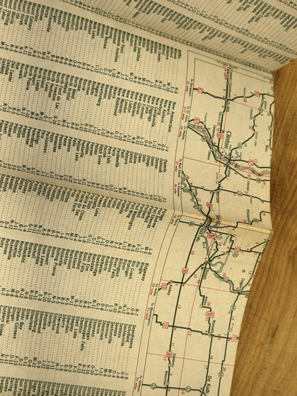 Illinois With Wisconsin Texaco Paper Map #1386
