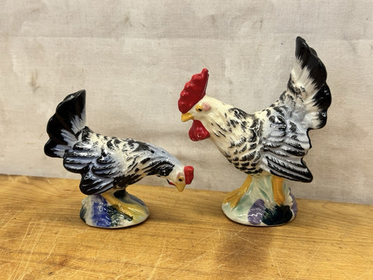 Set Of Hen & Rooster Salt Pepper Shakers Made In Japan #1260