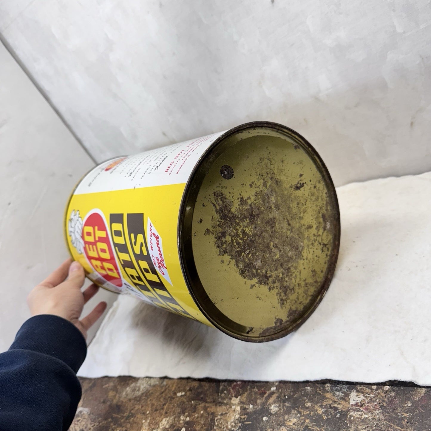 Red Dot Potatoes Chips Yellow Tin Empty Vintage 