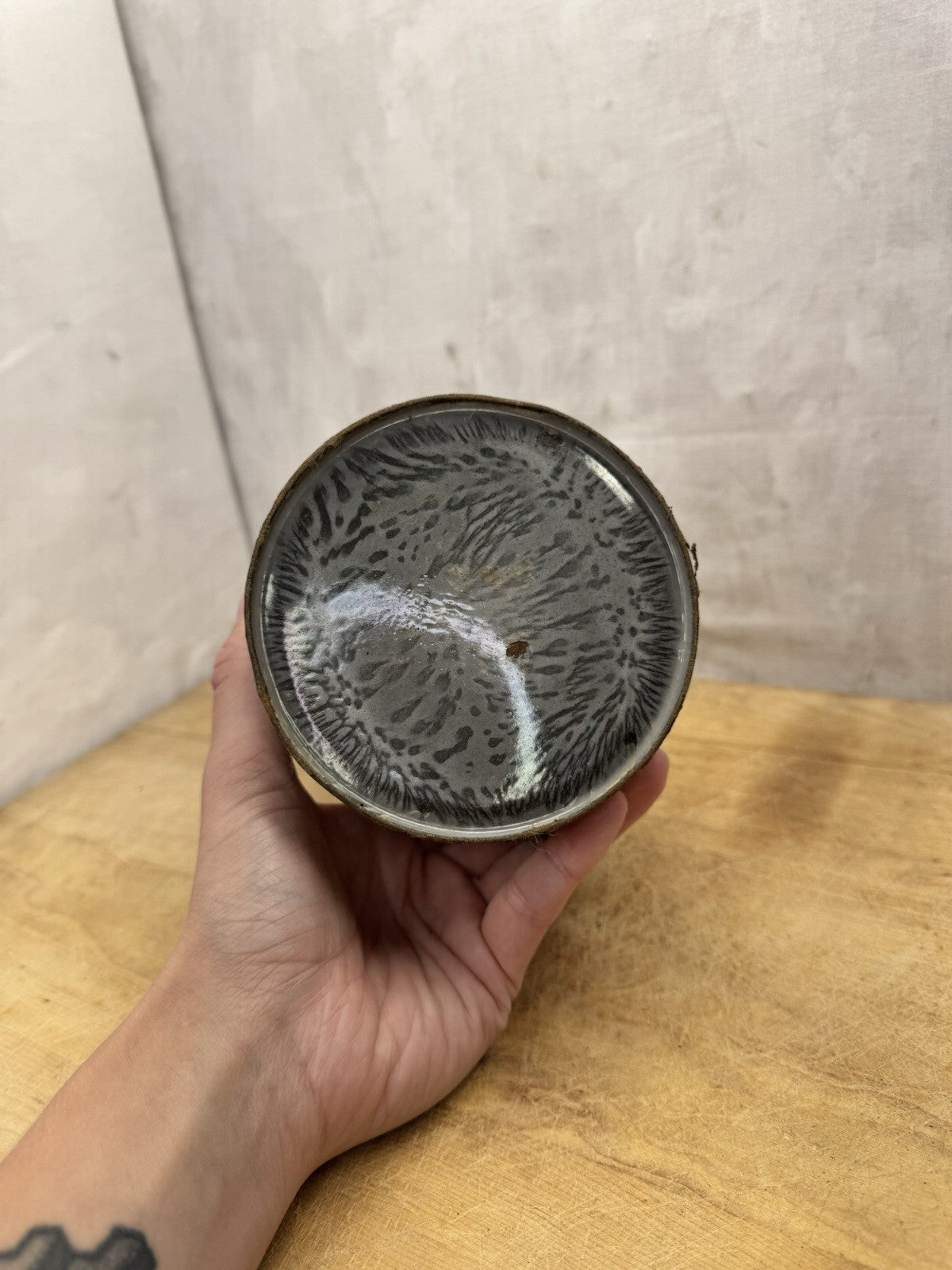 Enamel Gray Splatter Small Berry Bucket #S-1534