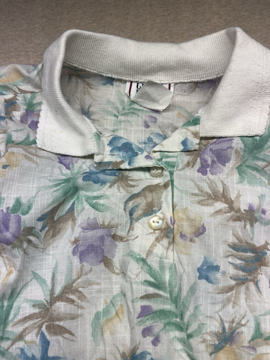 1980s Women’s Flower Prints S Sleeve Knit Top