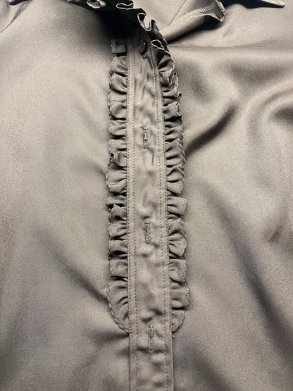 1960s, 70s Women’s L Sleeve Brown Nylon Ruffled Top