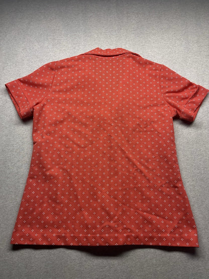 1960s, 70s, Women’s Orange Print S Sleeve Shirt