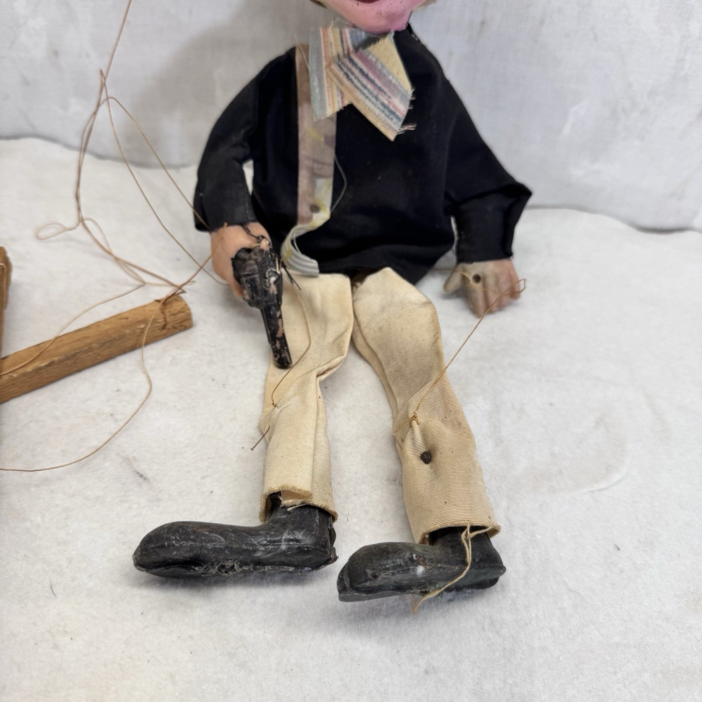 Mexican Folk Art String Puppet Marionette Bandito Gunslinger Man Vintage