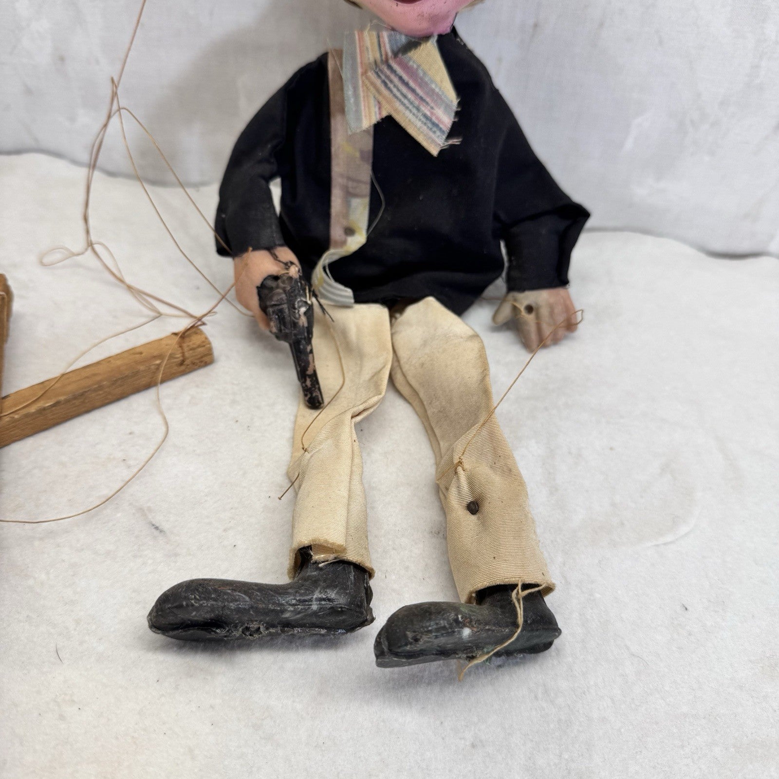 Mexican Folk Art String Puppet Marionette Bandito Gunslinger Man Vintage