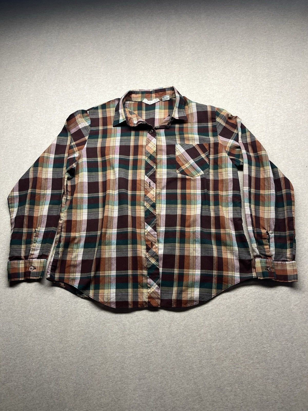 1970s Women’s Plaid L Sleeve Cotton Shirt