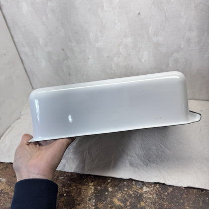 Black And White Enamelware Container Tray Storage Vintage