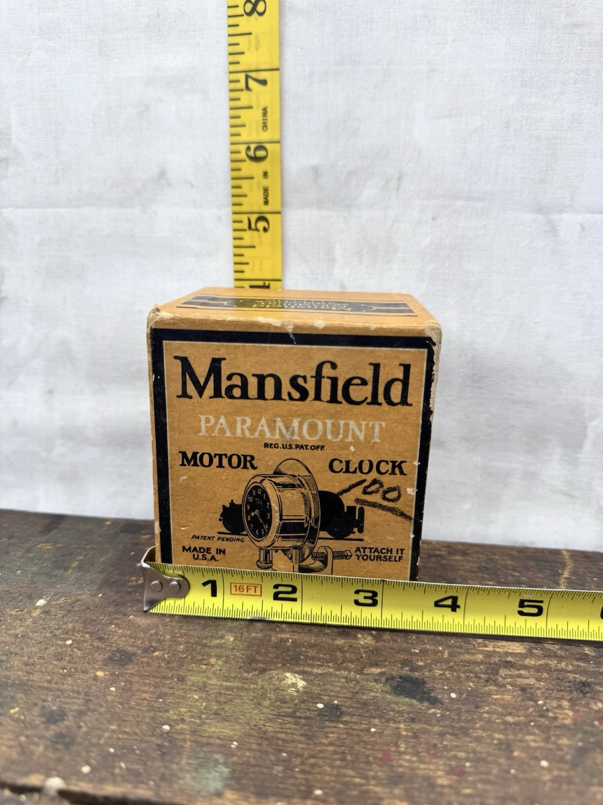Mansfield Motor Clock Box EMPTY Vintage #1266
