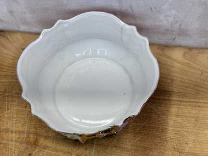 Porcelain Decorative Bowl Gold Painted Accents Pink Antique #1430