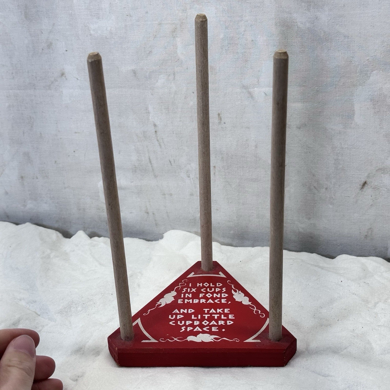 Wooden Six Coffee Cup Holder Vintage Space Saver