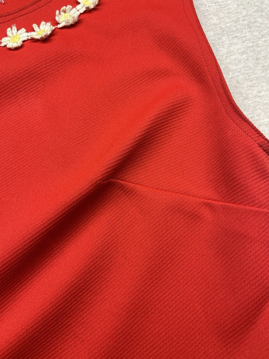 1960s Women’s Red  Appliquéd Knit Sleeveless Shirt