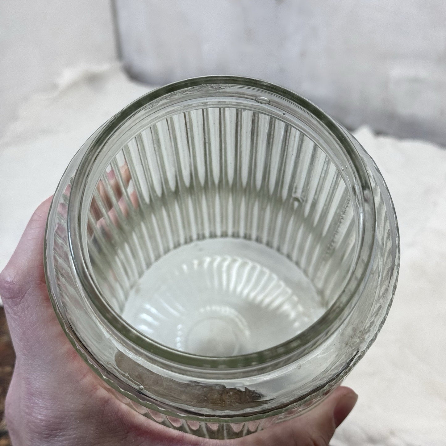 Hoosier Ribbed Clear Jar Tall Vintage Glass