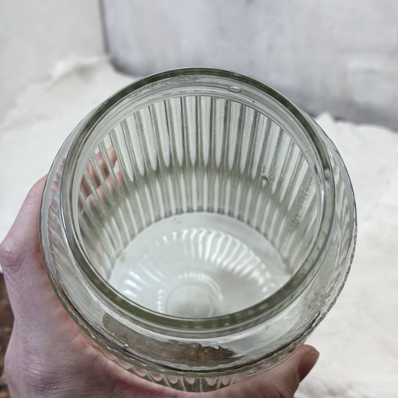 Hoosier Ribbed Clear Jar Tall Vintage Glass