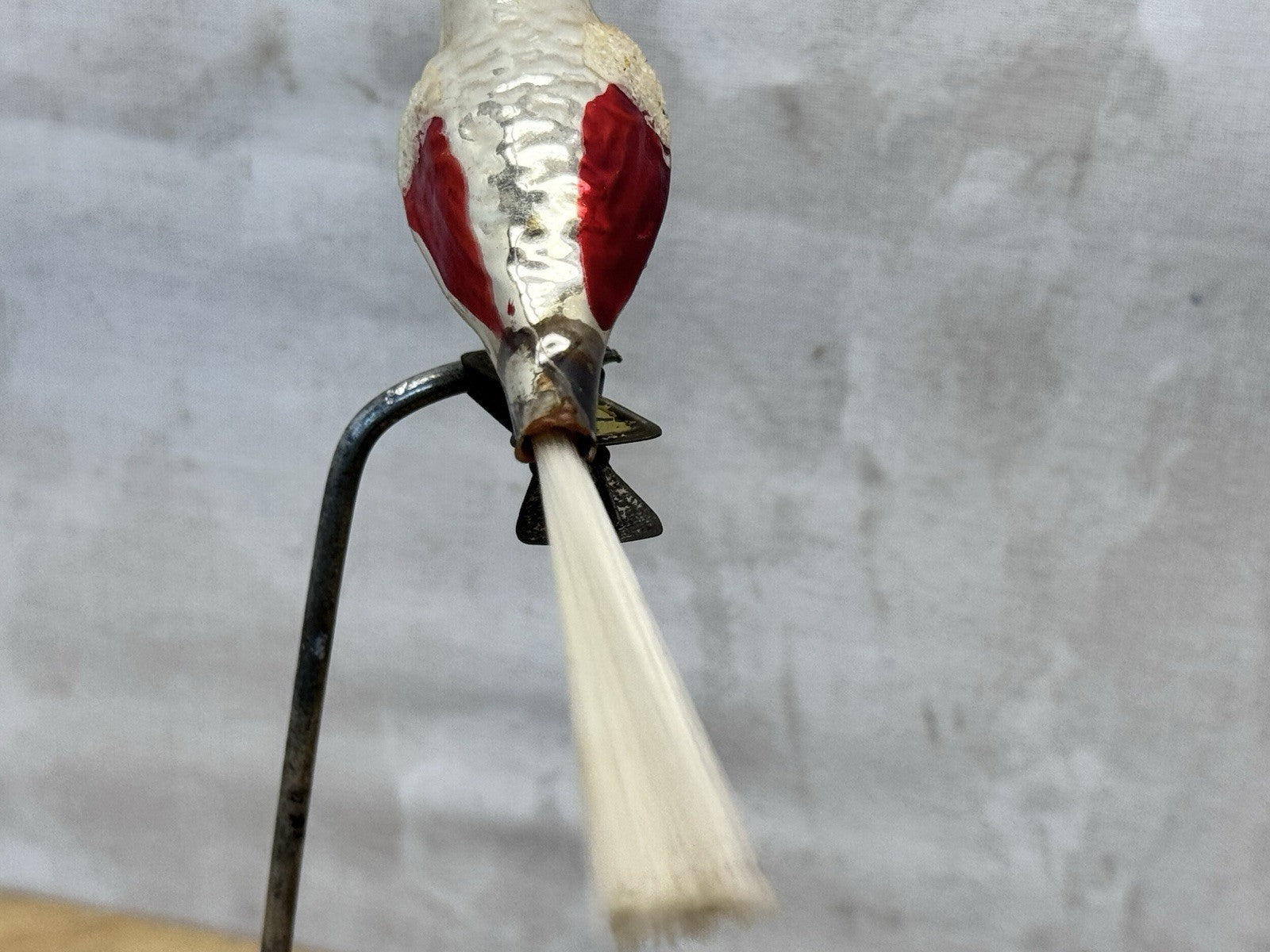 Antique Glass Clip On Bird Ornament  #1490