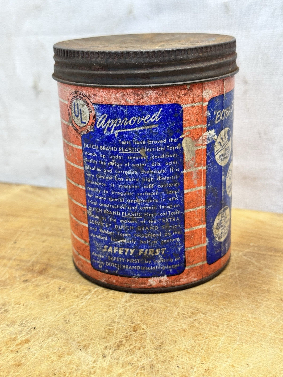 Dutch Brand Electrical Tape Composite Can Vintage Empty #1467