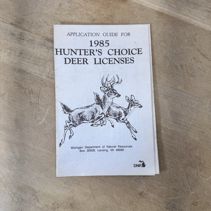 1985 Hunters Choice Deer Licenses Michigan Vintage Paper Book