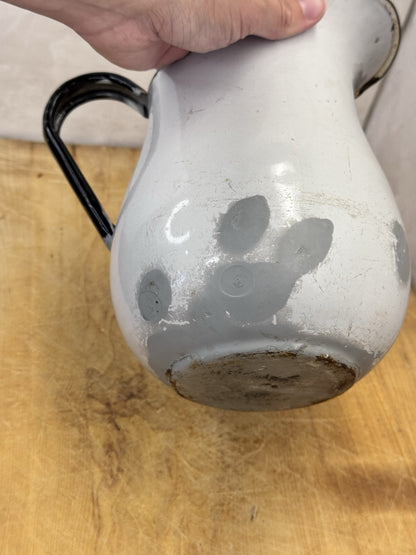 White Enamel Pitcher Antique #1360