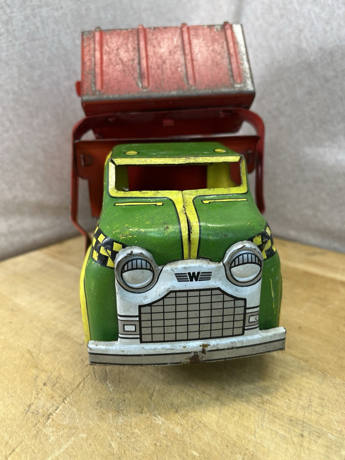 Wyandotte Tin Litho Toy Dump Truck W/ Plow