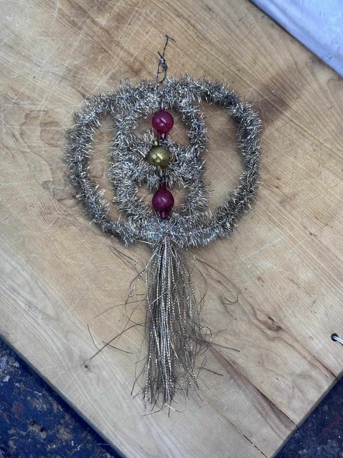 Victorian Christmas Ornament Fringe Gold Antique  #1306