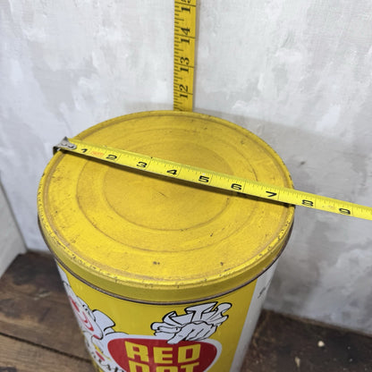 Red Dot Potatoes Chips Yellow Tin Empty Vintage 