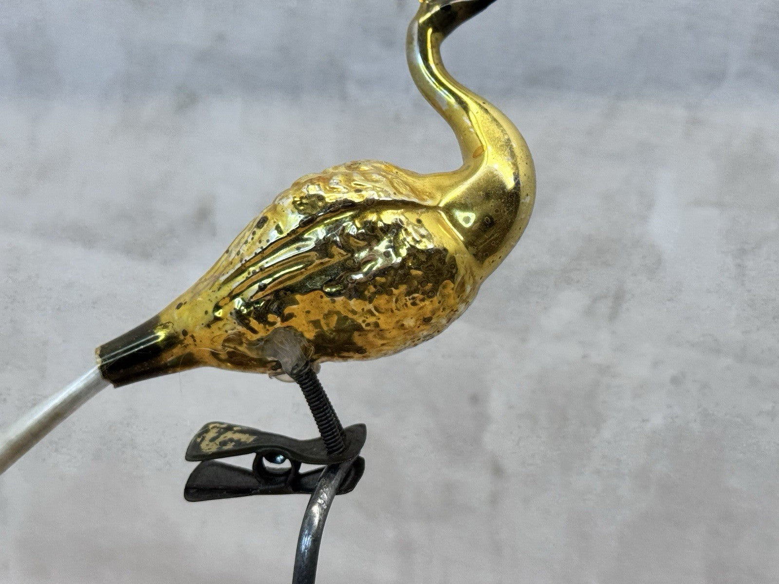Gold Antique Glass Bird Clip On Ornament￼#1486