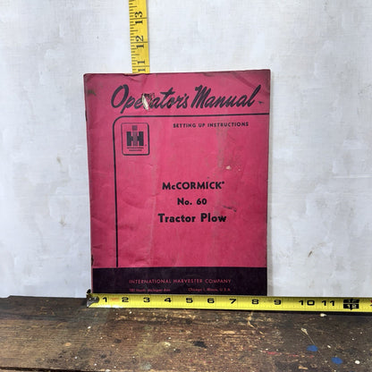 McCORMICK No. 60 Tractor Plow Operators Manual