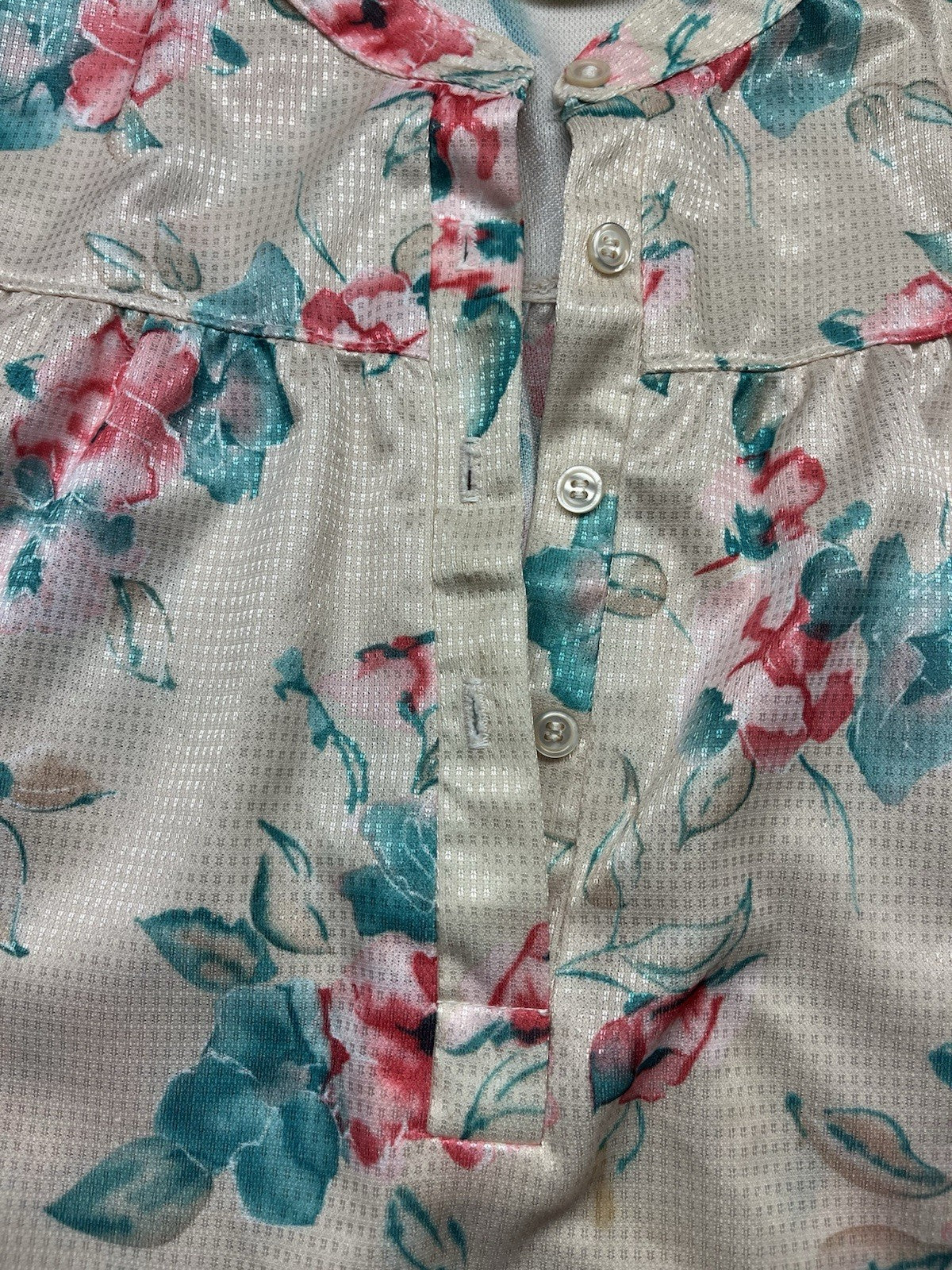 1970s, 80s Women’s L Sleeve Floral Print Knit Top