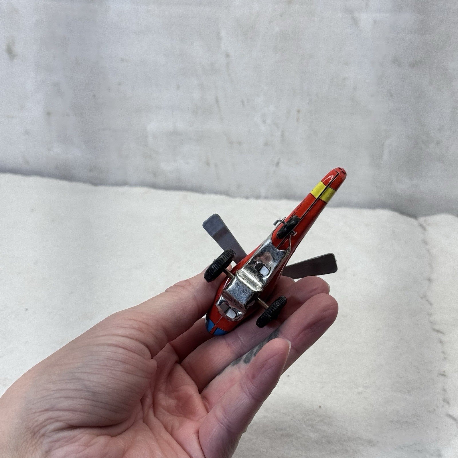 Tin Litho Emergency Helicopter Rescue Japan F.D.P Vintage Toy