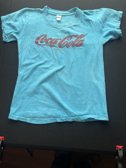 1970s, 80s Blue Distressed Coca Cola Tshirt
