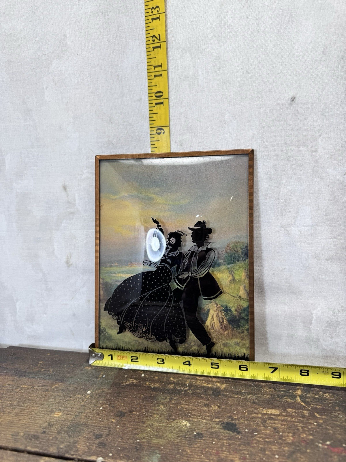 Dancing People Silhouette Reverse Paintings Vintage