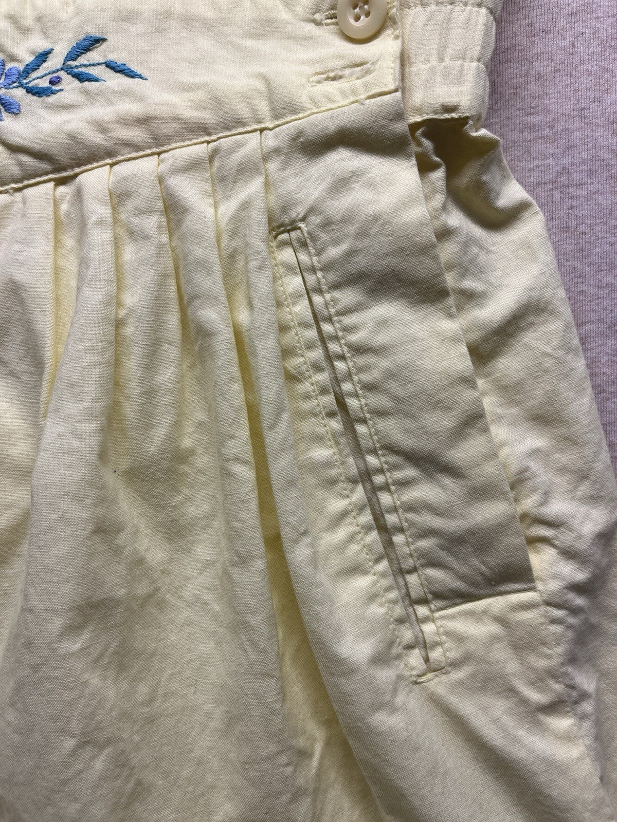 1960s, 70s Women’s Yellow Embroidered Cotton Sleeveless Romper 