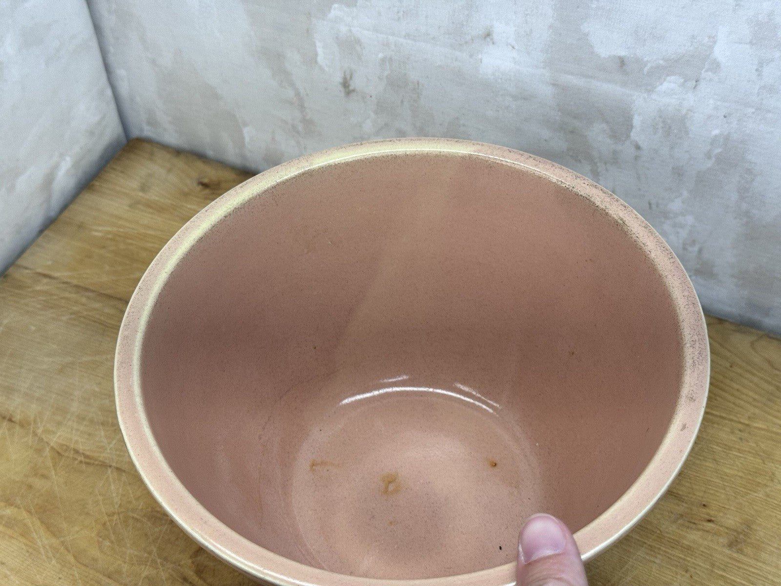 1940's Robinson Ransbottom Pottery Roseville Pastel Pink Glazed Mixing Bowl 1199