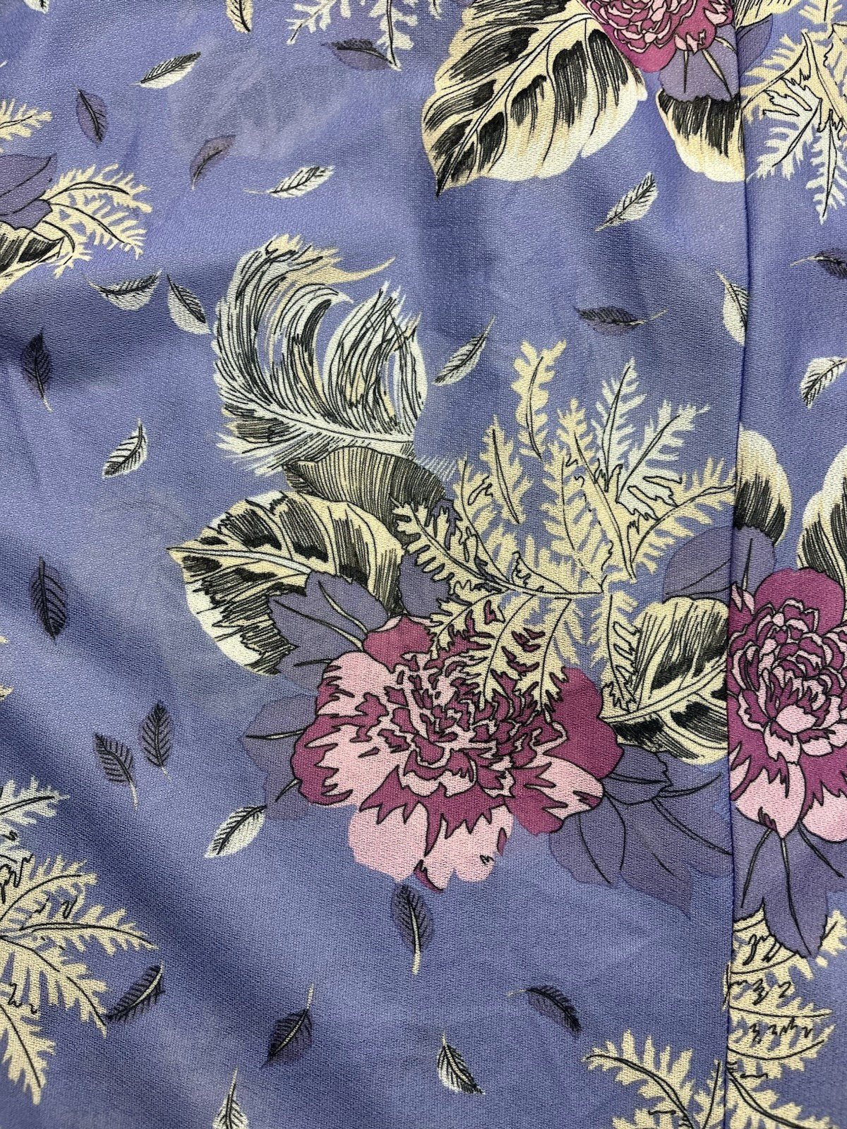 1950s,80s Women’s Purple Sheer Print S Sleeves