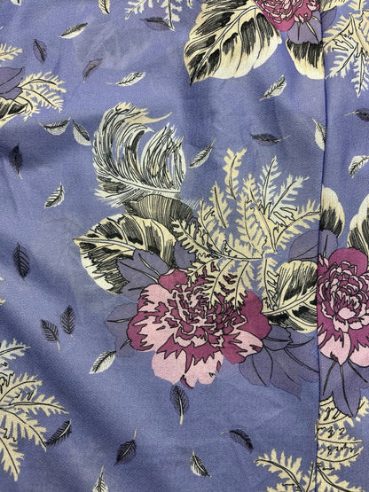1950s,80s Women’s Purple Sheer Print S Sleeves