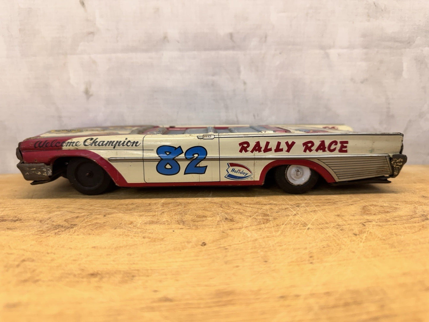 Tin Litho Rally Race Car Missing Roof #1032