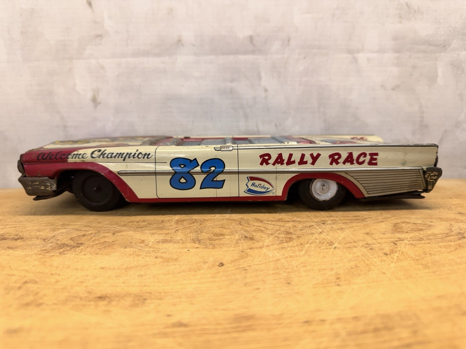 Tin Litho Rally Race Car Missing Roof #1032