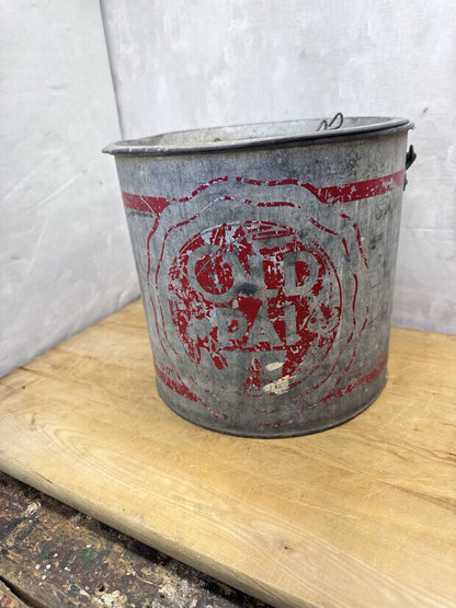 Metal Minnow Fishing Bucket Vintage #1231