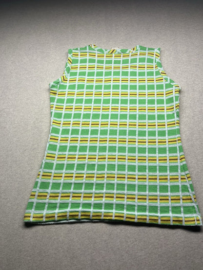 1970s Women’s Green & Yellow Terry Cloth S Sleeve Top