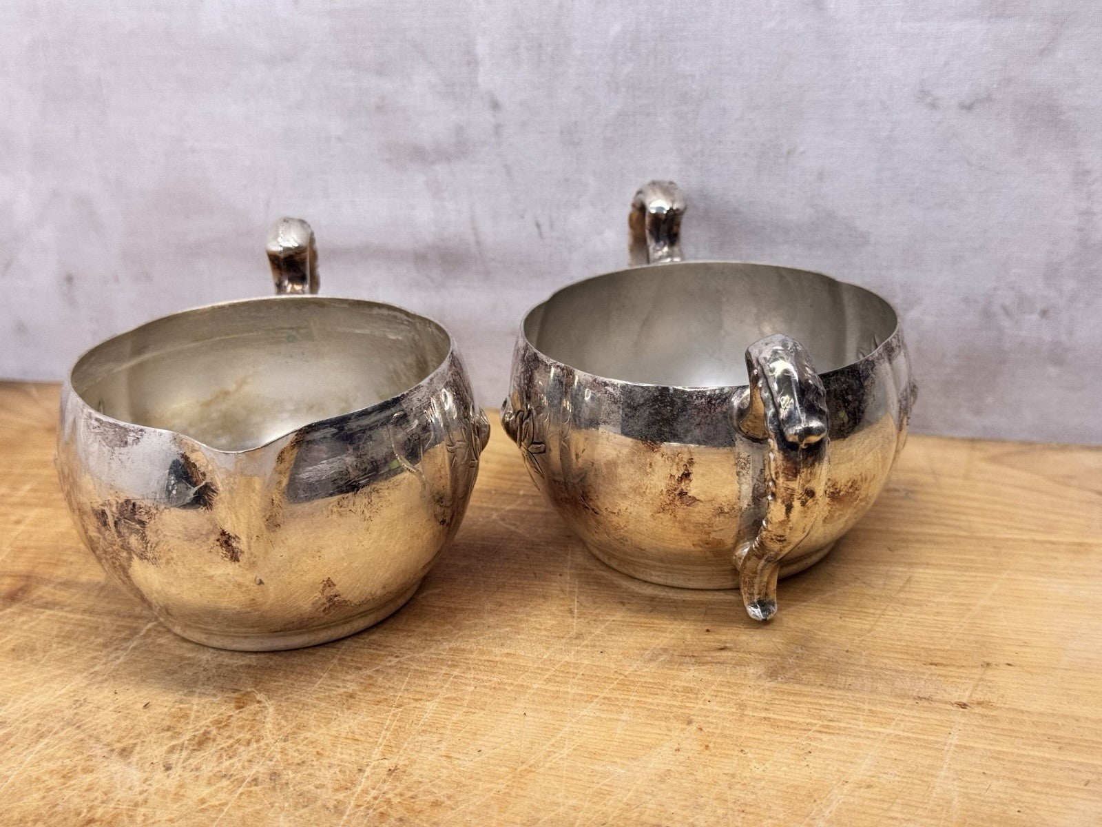 Silver Plated Cream And Sugar Set With Tray Antique #1261