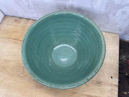 Teal Bauer Bowl Antique Stoneware #S-1530