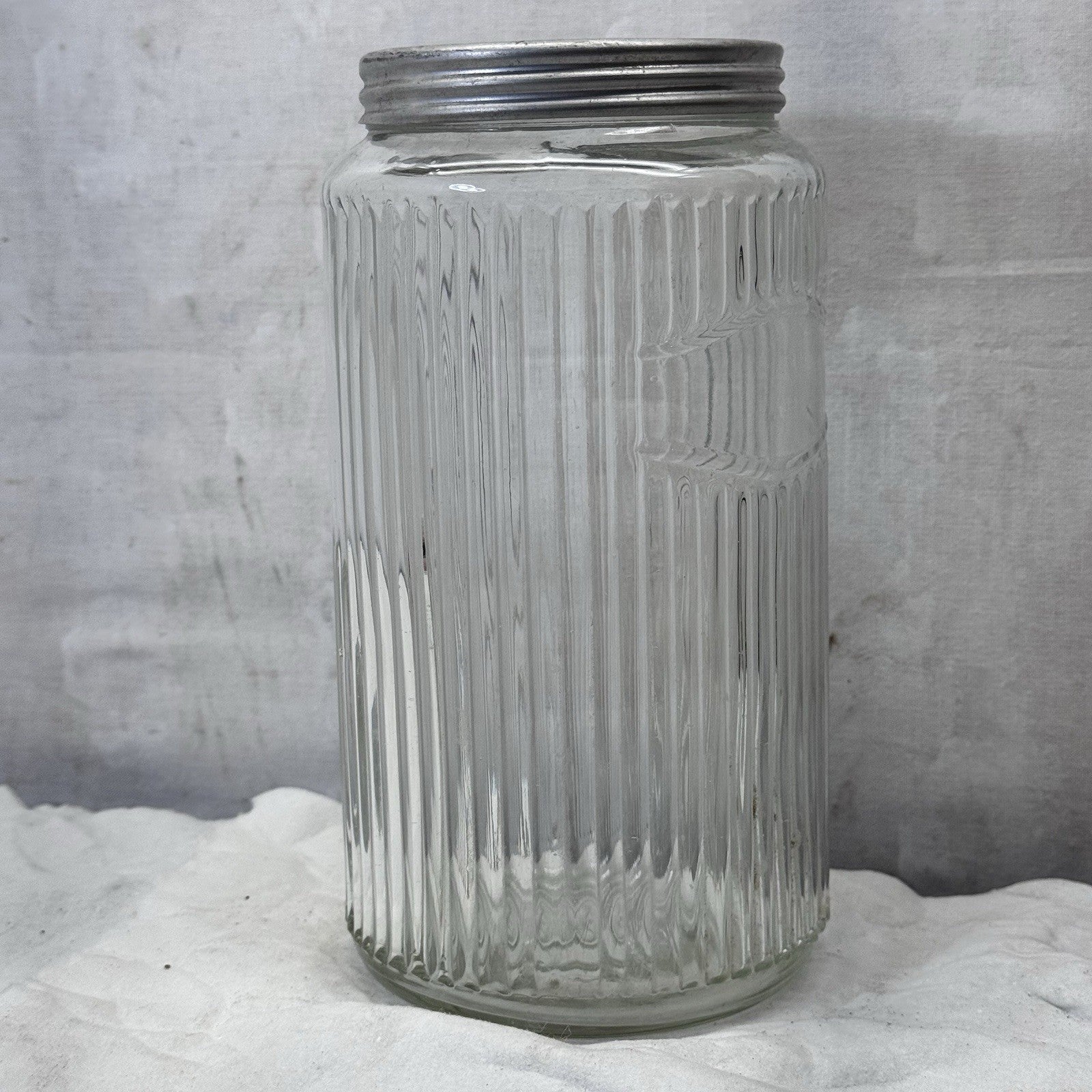 Hoosier Ribbed Clear Jar Tall Vintage Glass