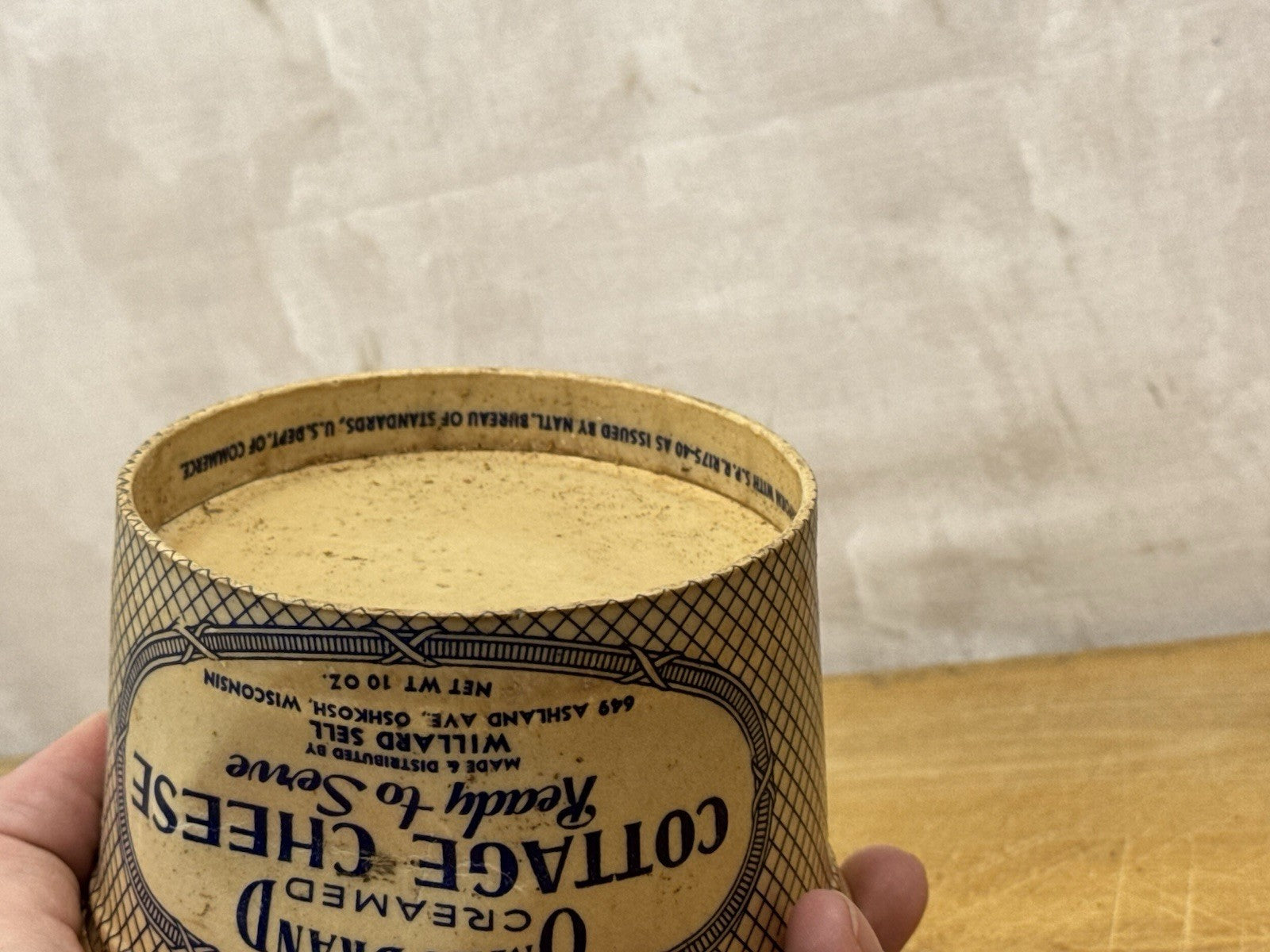 Omro Brand Cottage Cheese Container Oshkosh Wisconsin Vintage #1167
